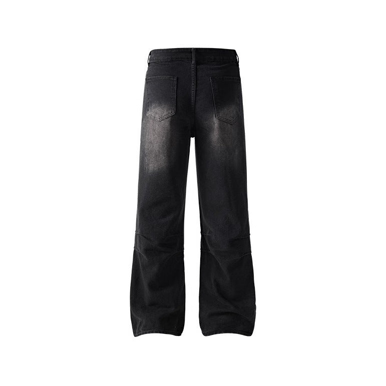 Mens New Vintage American-Style Deconstructed Flared Jeans