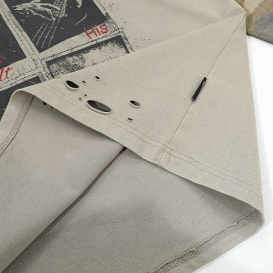 Retro Camouflage Faux Two-piece Long Sleeve T-shirt Top