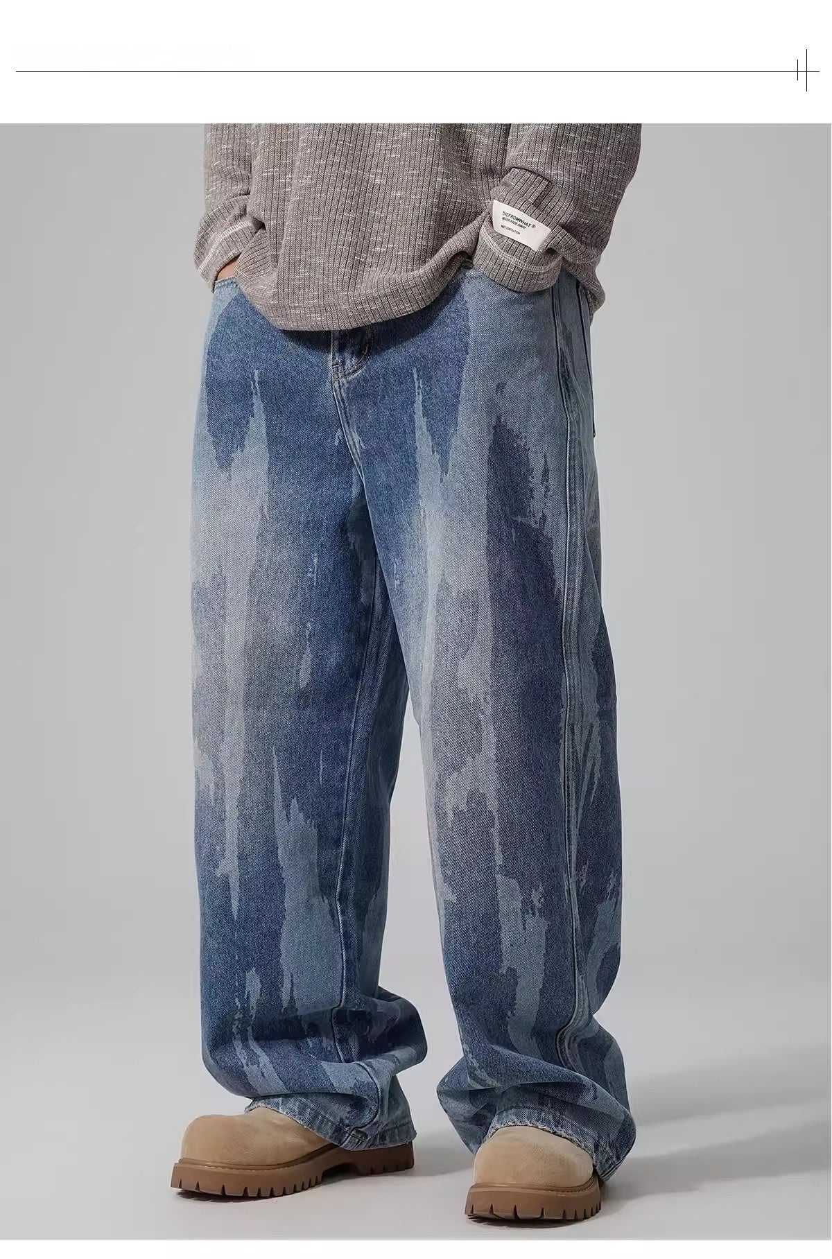 American-style Relaxed Straight-leg Washed Denim Jeans