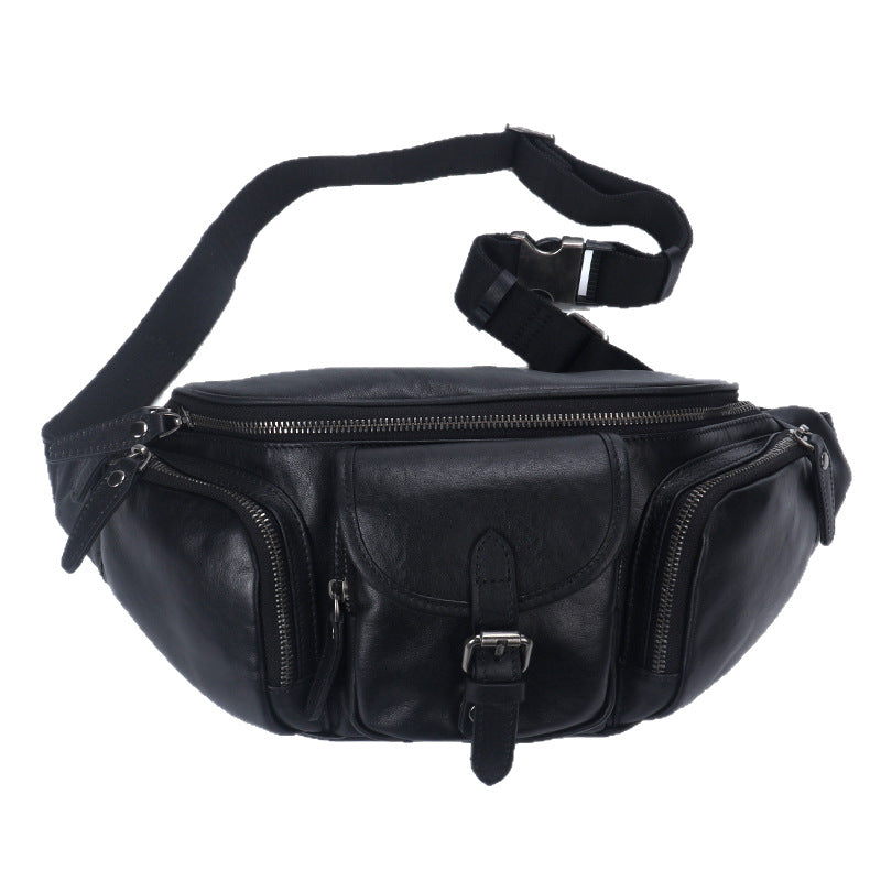 Outdoors Commute Slanted Chest Bag First Layer Cowhide High-grade All-match Trendy Backpack