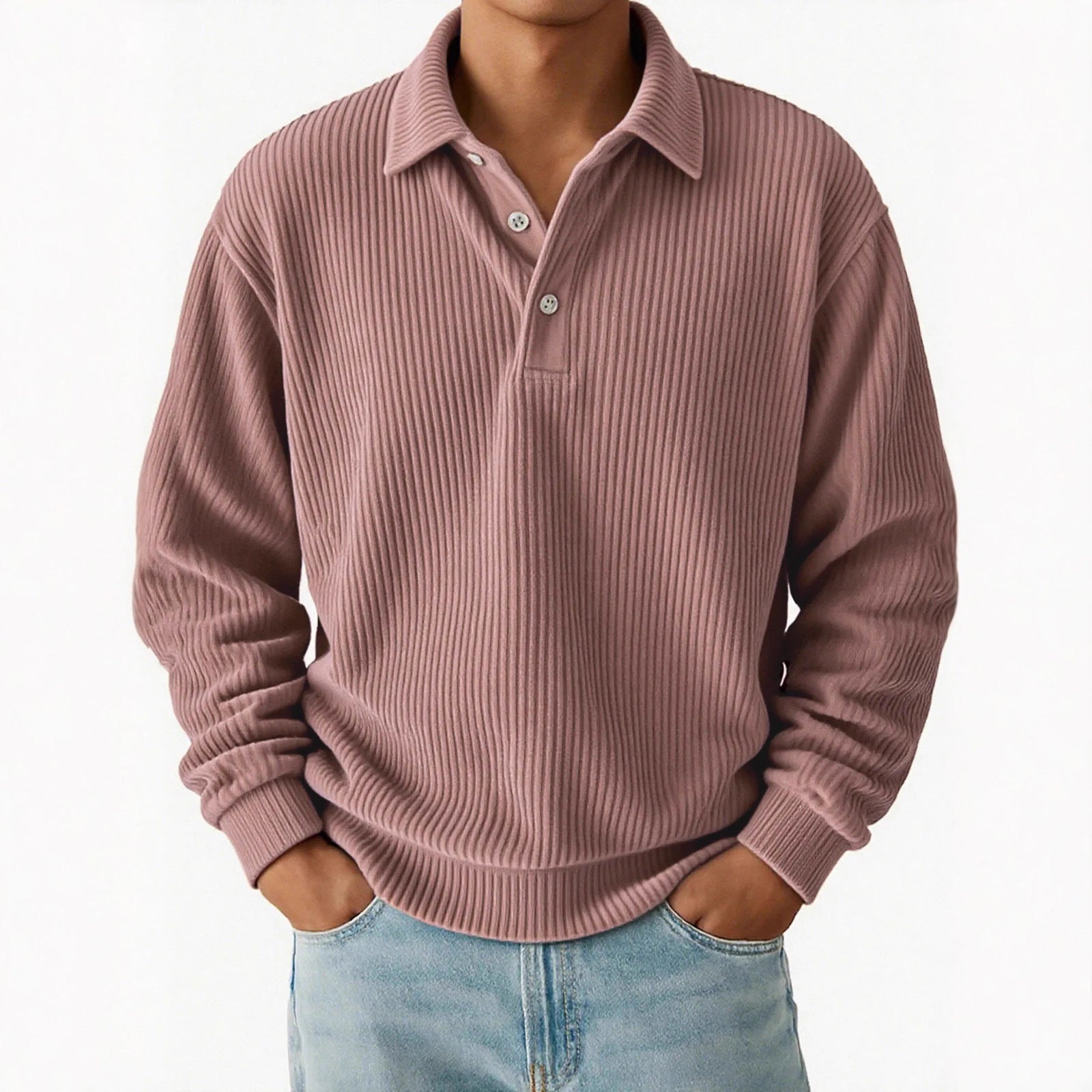 New Solid-color Slightly Mature Casual Corduroy Striped Vintage Top