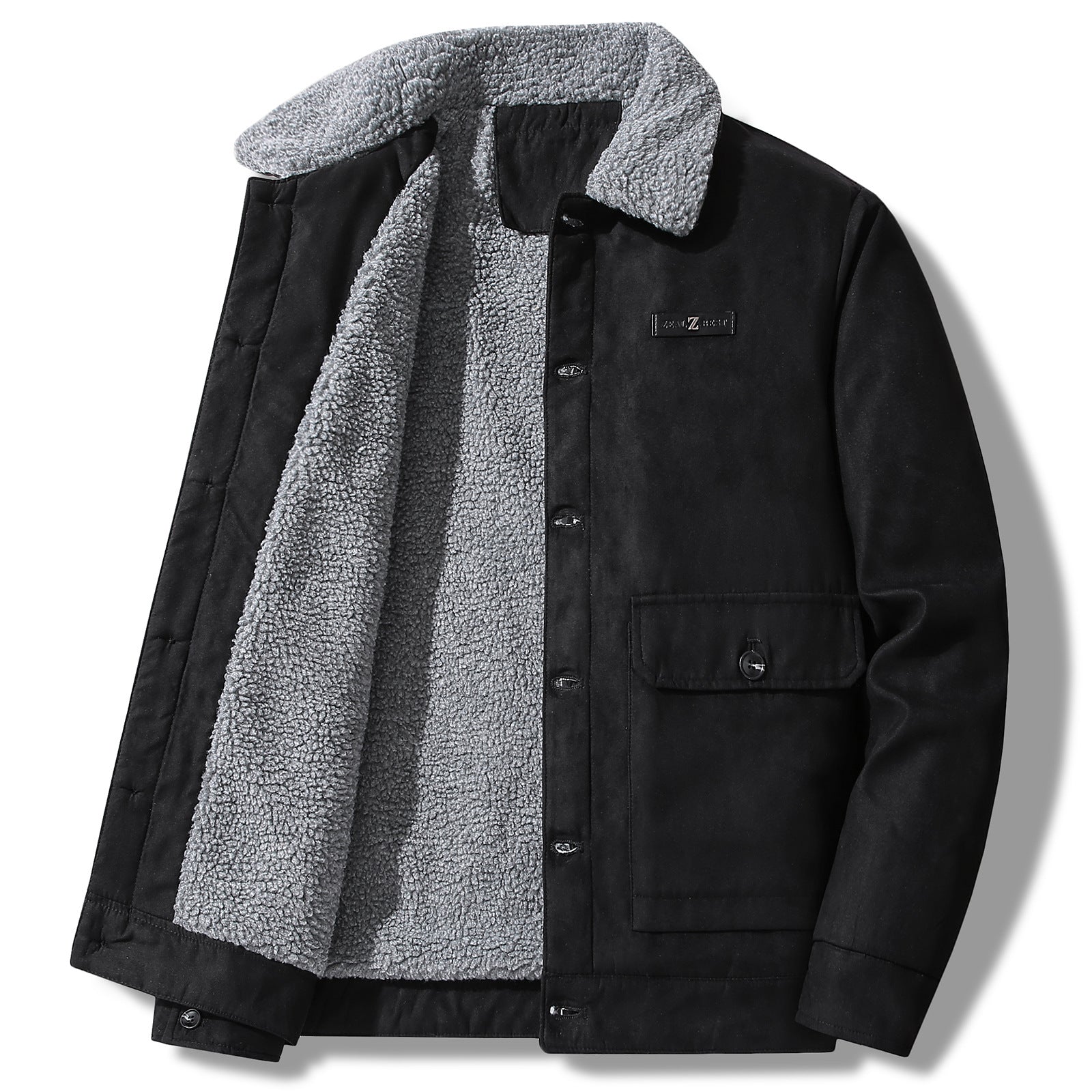 Men's Suede Collar Fleece-lined Thickened Jacket