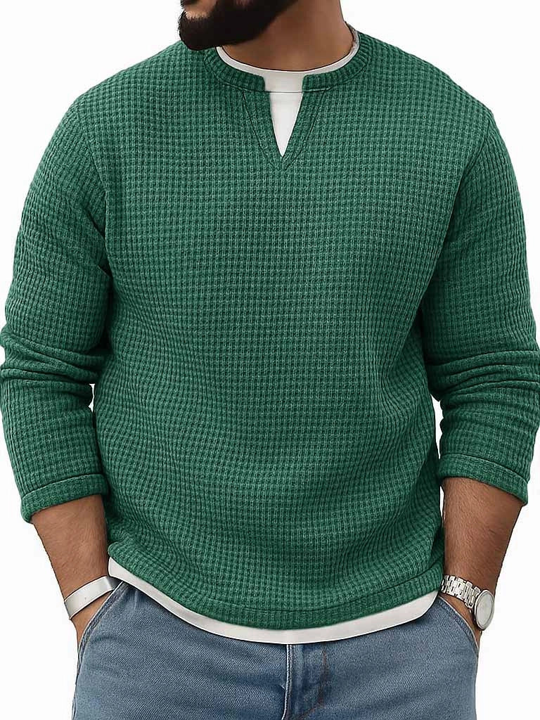 Mens FallWinter Two-Piece Crew-Neck Long-Sleeve Top