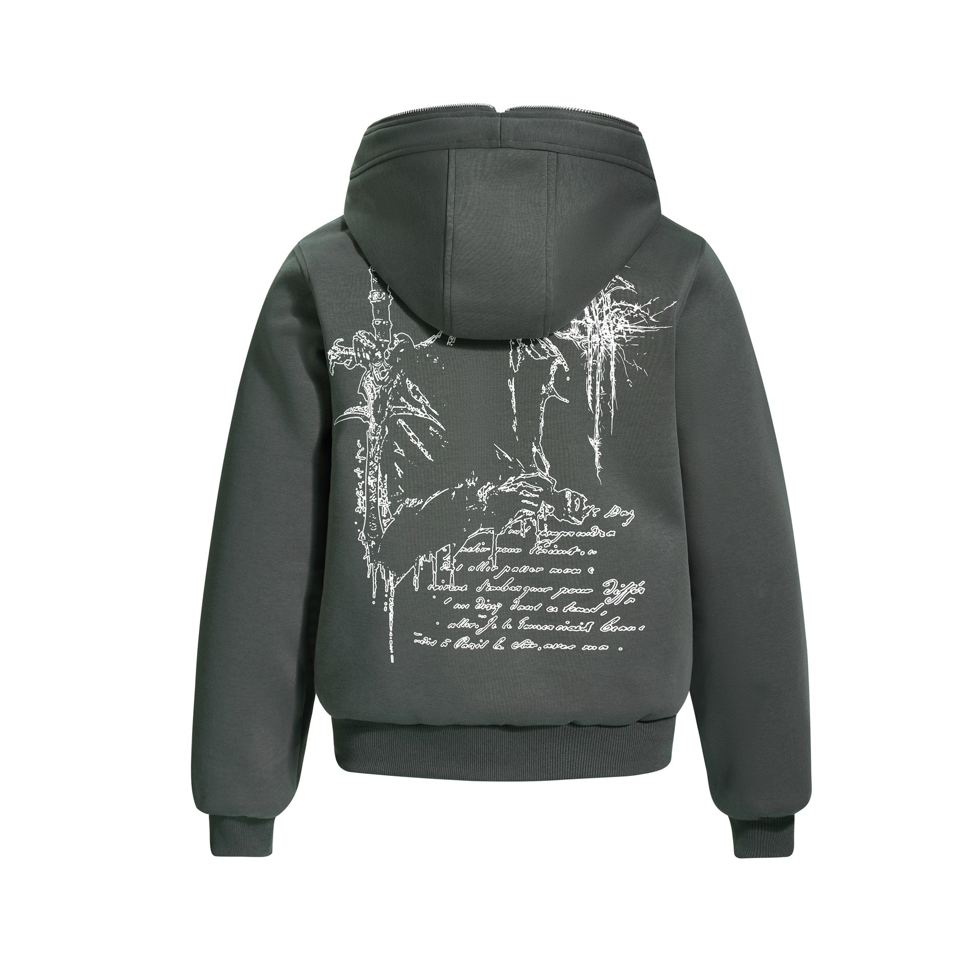 American-style Design Printed Zippered Long-sleeve Sweatshirt