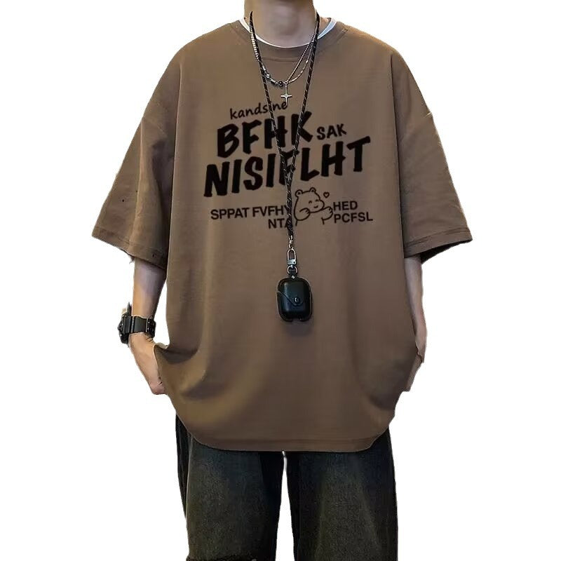 American Vintage Men's Pure Cotton Short-sleeved Loose Half-sleeve T-shirt