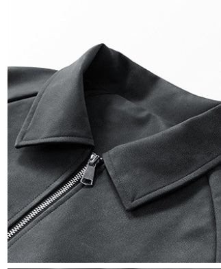 Men's Suede Couple's Windbreaker Antique Brown Lapel Jacket