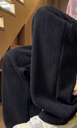 Mens Black Wheat Stripe Wide Leg Pants For FallWinter