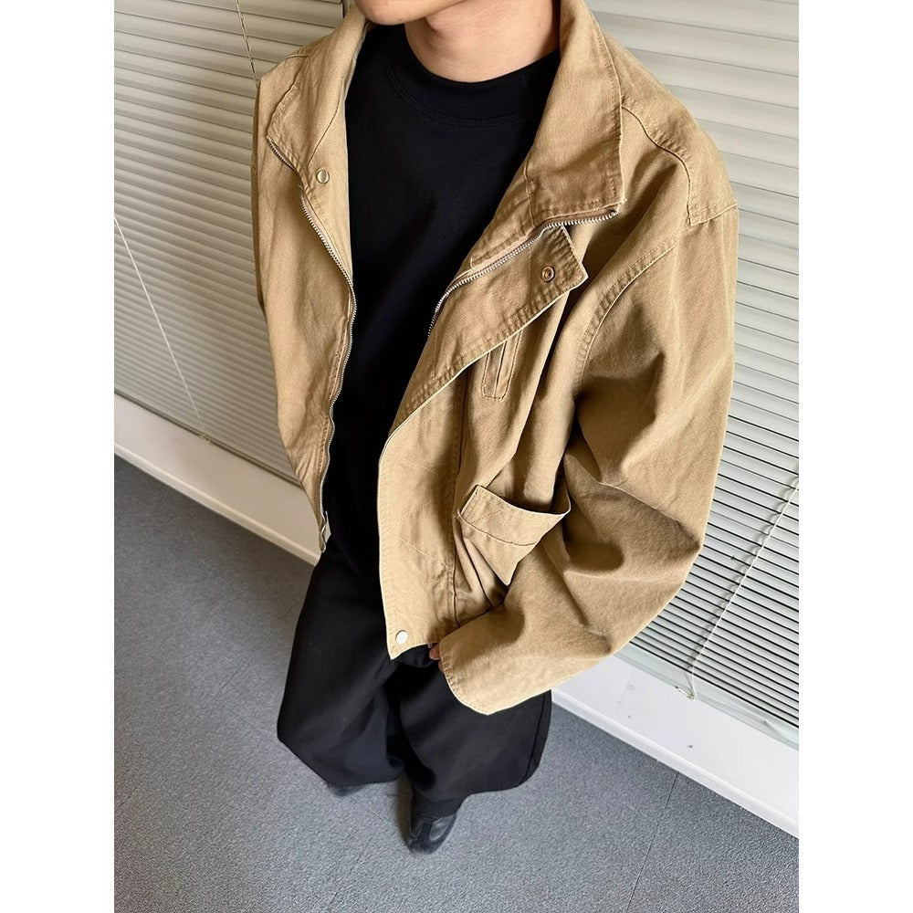 Stand Collar Short Vintage Work Jacket
