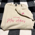Personalized Future Mrs Sweatshirt Embroidered with Anniversary Date Text Name Initial Heart on Sleeve - Image 6