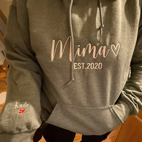 Personalized Future Mrs Sweatshirt Embroidered with Anniversary Date Text Name Initial Heart on Sleeve - Image 3