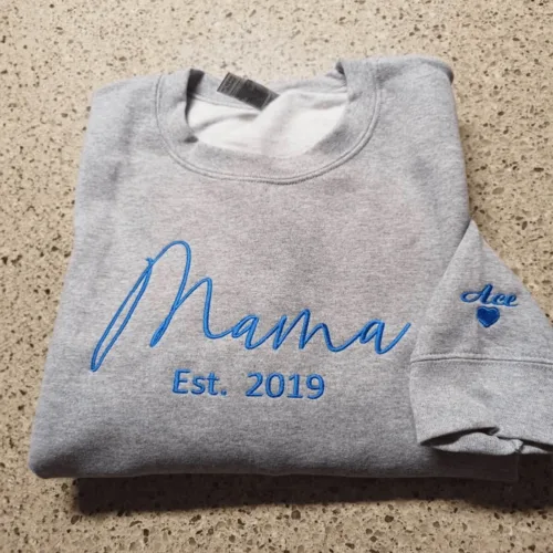 Personalized Future Mrs Sweatshirt Embroidered with Anniversary Date Text Name Initial Heart on Sleeve - Image 2