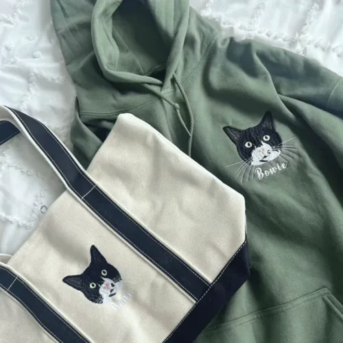 Custom Pet Portrait Embroidered Sweatshirt, Hoodie, Custom Pet Picture - Image 2