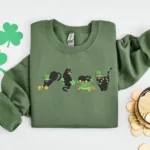 Embroidered Irish Lucky Cats Sweatshirt