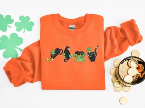 Embroidered Irish Lucky Cats Sweatshirt - Image 3