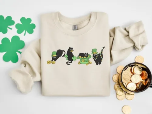 Embroidered Irish Lucky Cats Sweatshirt - Image 2