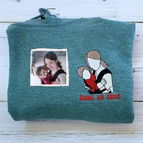 Personalized Mom Photo Sweatshirt or Hoodie - Embroidered - Image 12