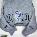 Dad Sweatshirt With Picture, Custom Embroidered Portrait Sweatshirt - Image 3