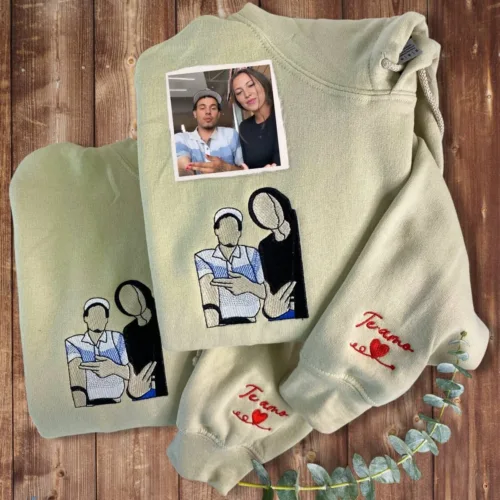 Custom Photo on Hoodie, Outline Photo Sweatshirt Embroidered - Image 5