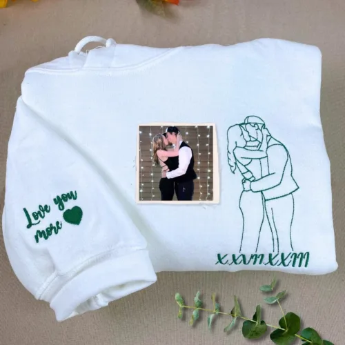 Custom Photo on Hoodie, Outline Photo Sweatshirt Embroidered - Image 3