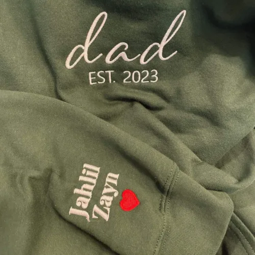 Personalized Fathers Day Hoodies or Sweatshirt with Embroidered Est - Image 5