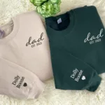 Personalized Father's Day Hoodies or Sweatshirt with Embroidered Est - Image 2