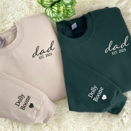 Personalized Fathers Day Hoodies or Sweatshirt with Embroidered Est - Image 2