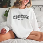 Custom Text Embroidery Hoodie, Custom Embroidered Varsity Sweatshirt - Image 3