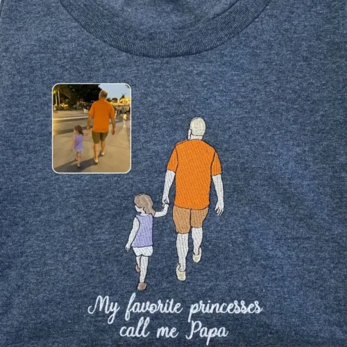 Dad Sweatshirt or Hoodie, Embroidered Gift with Father and Son Daughter Portrait Photo - Image 3