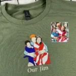 Dad Sweatshirt or Hoodie, Embroidered Gift with Father and Son Daughter Portrait Photo - Image 12