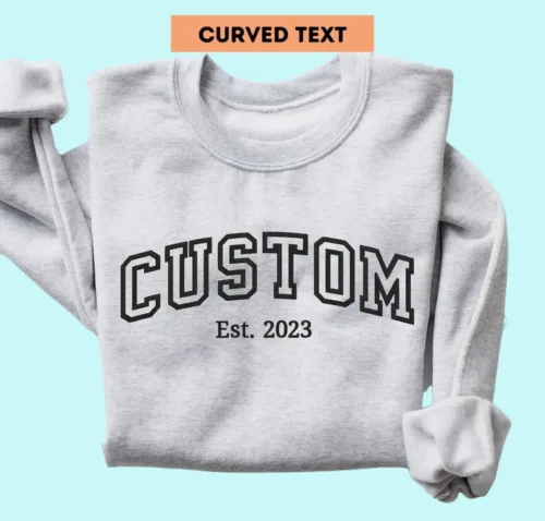 Custom Text Embroidery Hoodie, Custom Embroidered Varsity Sweatshirt - Image 6