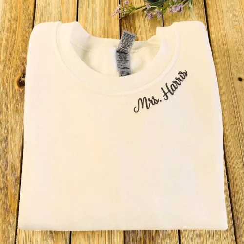 Personalized Unique Bridal Party Gifts for Bride with Embroidery Ms Mrs, EST or Any Text Icon on Sleeve - Image 6