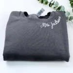 Personalized Unique Bridal Party Gifts for Bride with Embroidery Ms Mrs, EST or Any Text Icon on Sleeve - Image 13