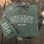 Mummy Hoodie or Sweatshirt with Embroidered Kids Names on Sleeve - Image 2
