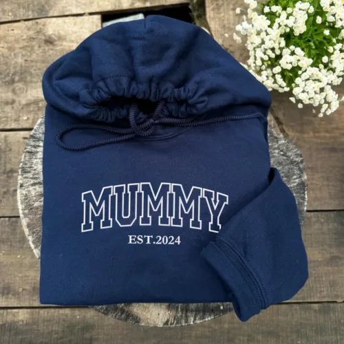 Mummy Hoodie or Sweatshirt with Embroidered Kids Names on Sleeve - Image 3