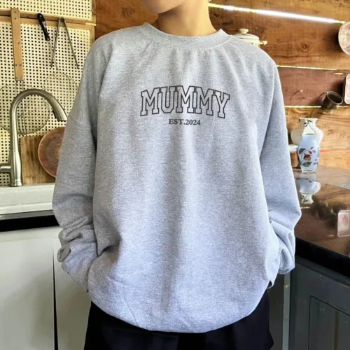 Mummy Hoodie or Sweatshirt with Embroidered Kids Names on Sleeve - Image 5