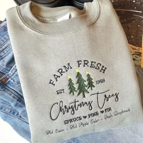 Christmas Tree Farm Emrbroidered Crewneck, Christmas Sweatshirt