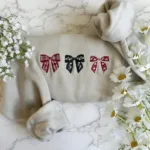 Embroidered Christmas Bow Sweatshirt, Christmas Sweatshirt