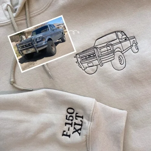 Custom Embroidered Trucker Hoodie from Your Photo, Personalized Gift for Truck Lover - Image 12