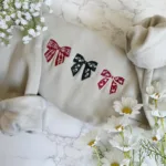 Embroidered Christmas Bow Sweatshirt, Christmas Sweatshirt - Image 2