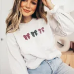 Embroidered Christmas Bow Sweatshirt, Christmas Sweatshirt - Image 5