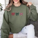 Embroidered Christmas Bow Sweatshirt, Christmas Sweatshirt - Image 4