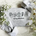 Embroidered Merry Christmas Sweatshirt, Embroidered Christmas Crewneck Sweatshirt - Image 2