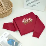 Daisies and Butterfly Embroidery Sweatshirt, Embroidered Christmas Crewneck Sweatshirt - Image 3