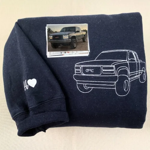 Custom Embroidered Trucker Hoodie from Your Photo, Personalized Gift for Truck Lover - Image 9