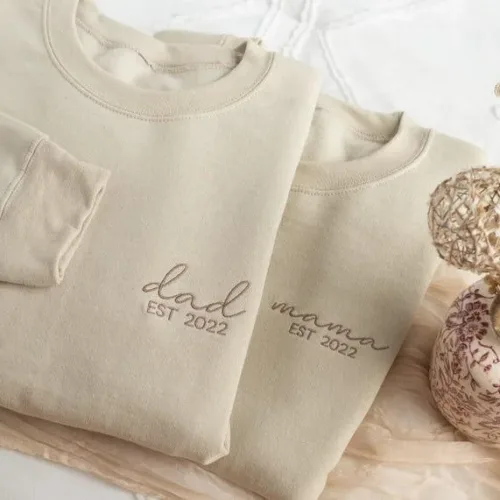 Embroidered Custom Dad Sweatshirt, Custom Mom Sweatshirt