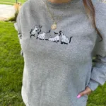 Ghost Cat Halloween embroidered sweatshirt - Image 5