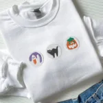 Halloween Cookies Boo Embroidered Sweatshirt, Spooky Season Crewneck Sweatshirt