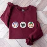 Halloween Cookies Boo Embroidered Sweatshirt, Spooky Season Crewneck Sweatshirt - Image 5