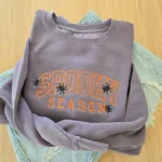 Spooky Season Crewneck – Embroidered Halloween Sweatshirt with Spiders - Image 2