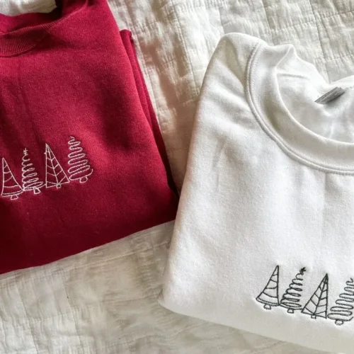 Christmas Tree Embroidered Crewneck Sweatshirt